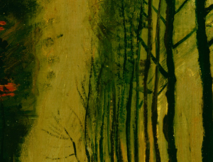 Exemple de grossissement, Lane of Poplars at Sunset, 1884, huile sur toile, 45.8 x 32.2 cm, Kröller-Müller Museum, Otterlo, disponible sur http://www.moma.org/interactives/exhibitions/2008/vangoghnight/flashsite/
