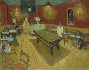 The night café, Vincent Van Gogh, 1888Huile sur toile, 72.4 x 92.1 cm, Yale University Art Gallery, Source: http://artgallery.yale.edu/pages/collection/popups/pc_modern/details11.html